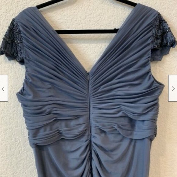 Adrianna Papell Beaded Embellished Formal Evening Wedding Dress Gray NWT Size 12 - Picture 6 of 8